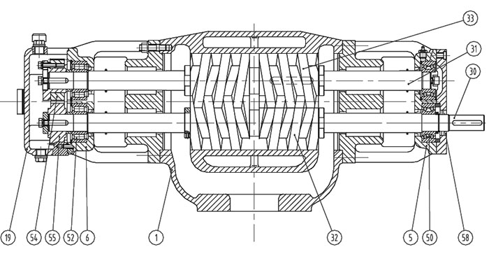 雙螺杆(gǎn)泵結構圖